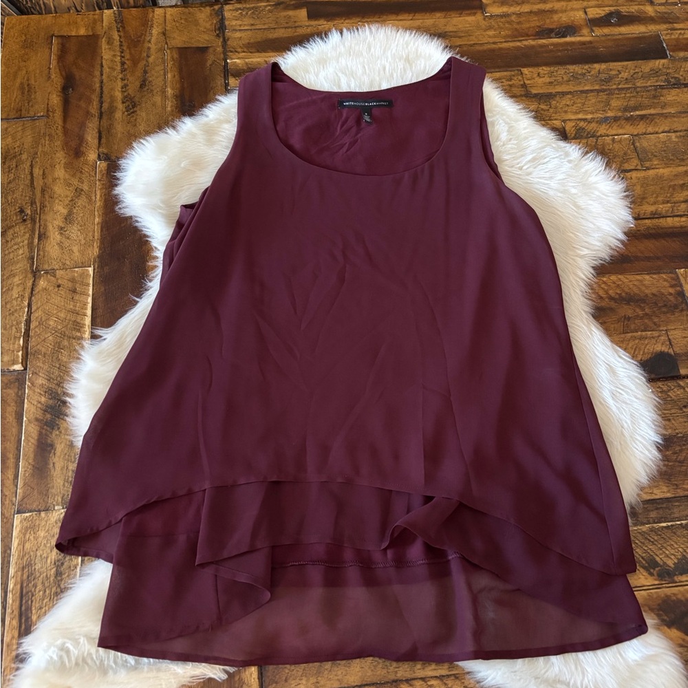 White House Black Market Burgundy Layered Tank Top
